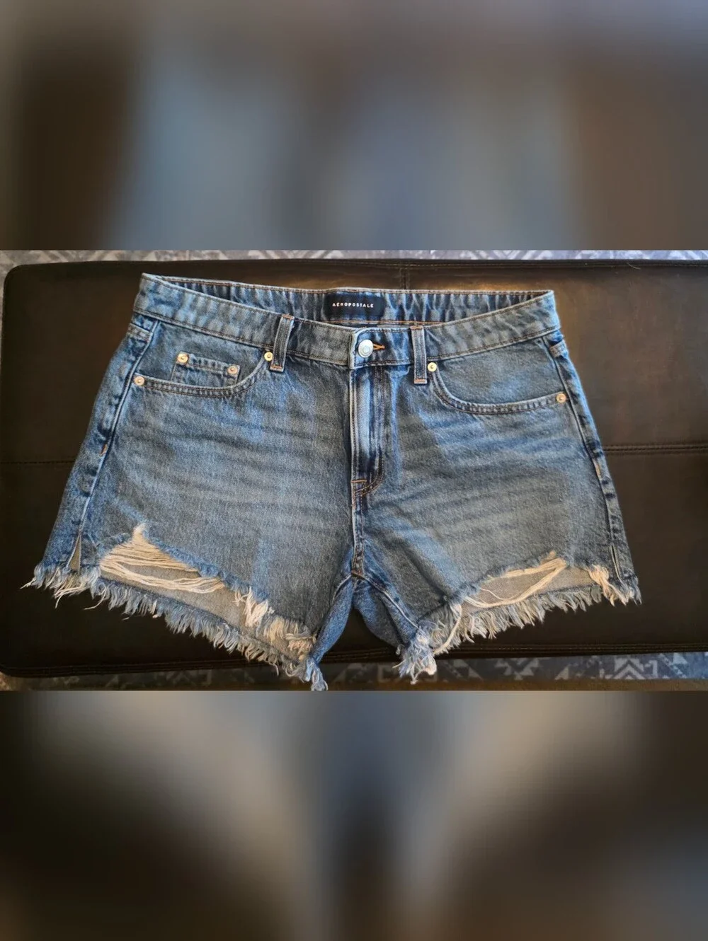 Aeropostale Denim Baggy Shorts in Light Blue with Contrast Stitching